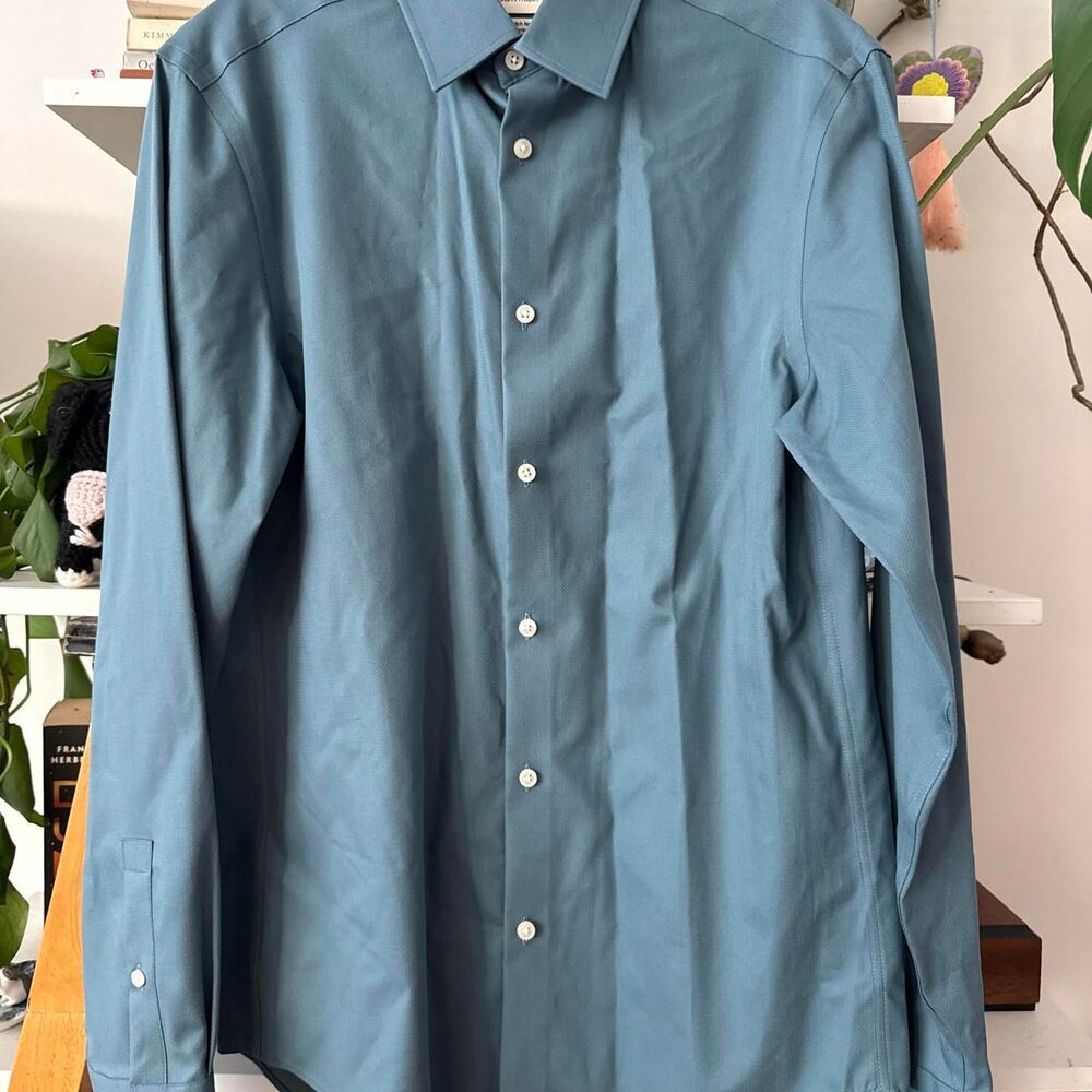 Calvin-klein Men's Blue and Green Shirt